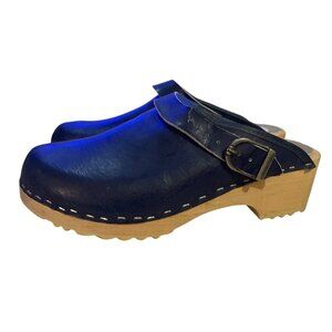 Hanna Andersson Women's Blue Leather Clog Shoes EU 37 Size 6.5 Some Wear